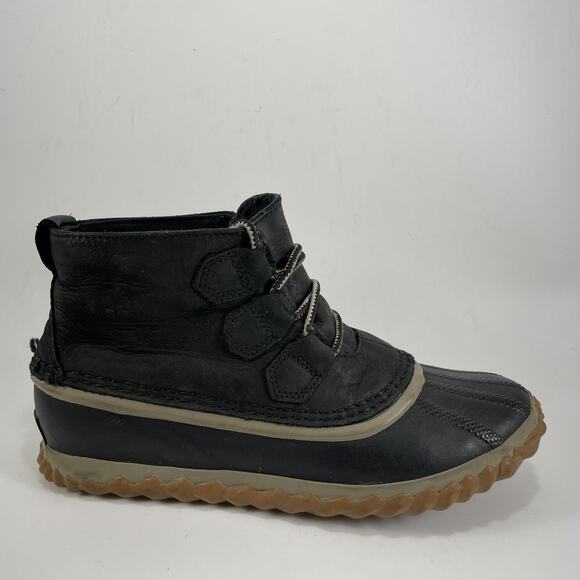 Sorel Out N About Duck Boots Womens Size 6 Ankle Booties Waterproof Rain Black - Picture 1 of 11